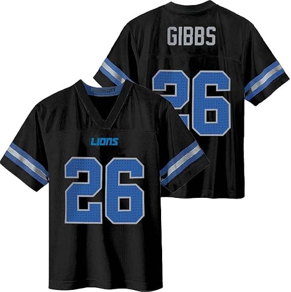 Jahmyr Gibbs Detroit Lions Black #26 NFL Kids Youth 4-20 Name and Number Alternate Away Player Football Jersey