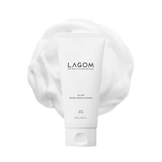 LAGOM Cellup Micro Foam Cleanser, Hydrating Deep Cleansing Face Wash, Korean Makeup Remover, Dense Soft Micro Bubbles, Ultra Fine Dust Removal 4.05 Fl Oz