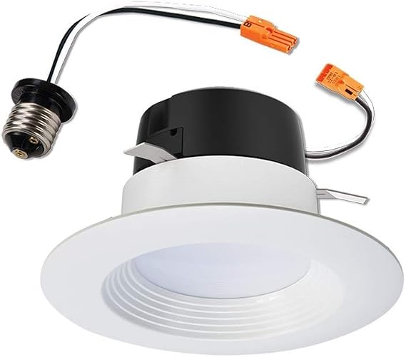 HALO 4-inch Recessed LED Can Light Retrofit Ceiling & Shower Downlight 3000K - Baffle White Trim - 1 Pack