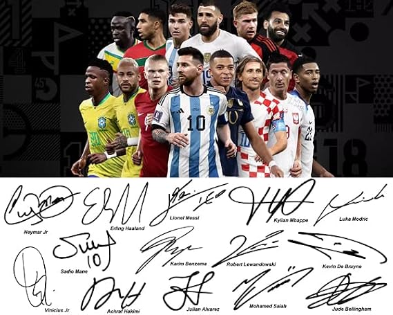 Ikonic Fotohaus Lionel Messi Benzema Neymar Vinicius Jr Haaland Mbappe Signed Photo Autograph Print Wall Art Home Decor