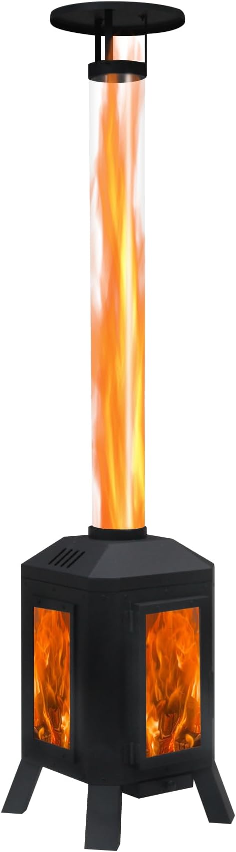 Wood Burning Patio Heater with Glass Viewing Window | Glass Tube | Fire Pits for Outside Wood Burning | Outdoor Fire Pit for Backyard, Patio