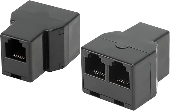 3Female Telephone Splitter Adapter Cable,Telephone Landline Cable Connector and Separator (RJ12 6P6C-2 Pack)