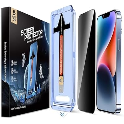 MAGIC JOHN 2 Pack for iPhone 1313Pro1416e 6.1 inch Privacy Glass Screen Protector, Auto Dust-Elimination, Bubble Free, Easy Installation