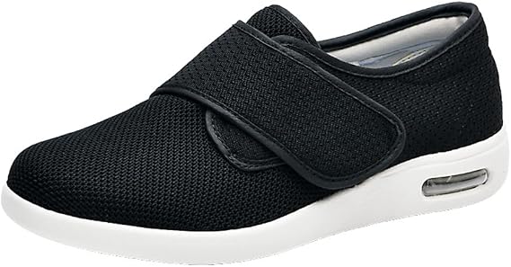 Women's Diabetic Orthopedic Shoes Anti Slip Breathable Comfort Elderly Adjustable Slippers Plantar Fasciitis Foot and Heel Pain Relief Slippers Indoor and Outdoor Walking Shoes,Black,40.5EU