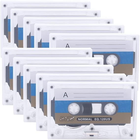 60 Minute Blank Cassette Tapes, Recordable Clear Audio Cassette Tape for Speech Music Recording,Tapes Audio Tapes with Individual Case(10PCS,White)