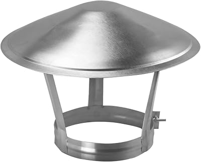 Roof Rain Cap Stainless Steel Chimney Cowl, Pipe Rain Cover Protector Cap Ending Roof Cowl for Ducting Ventilation Cap Rain Hat Hood Adjustable Hoop Hoop 75mm Brim 300mm