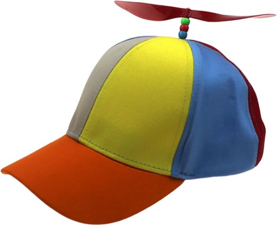 Propeller Hat Baseball Cap Rainbow Top Hat Helicopter Cap for Costume Camping Casual, Adult Red Propeller