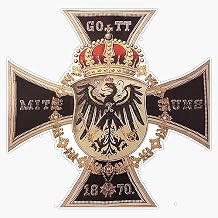 German 1870 Gott Mit UNS Iron Cross Sticker Vinyl Decal Bumper Sticker 5"