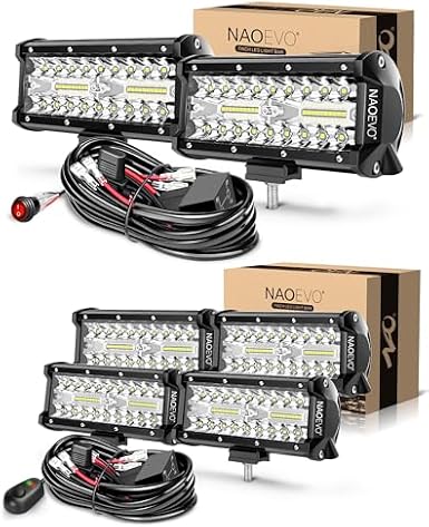 NAOEVO 7 inch LED Light Bar Kit with Wiring Harness (6-Pack)