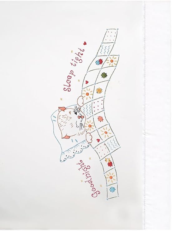 Good Night Pillowcases Stamped for Embroidery