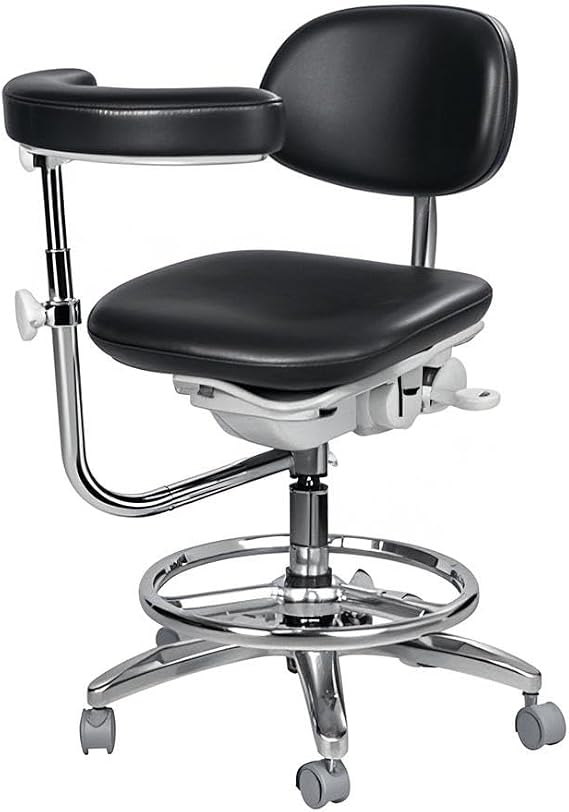 Global-Dental Medical Ergonomic Dental Microscope Dynamic Stools Chair with Foot Controlled Rotation Armrest Adjustable Height Backrest Positioning