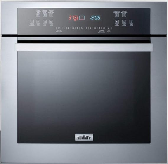 Summit SEW24SS 24"" Electric Single Wall Oven with 2.7 cu. ft. Capacity Porcelain Construction Professional Handle Sabbath Mode Steam Clean Convection Proofing Setting 220 Volts in Stainless Steel