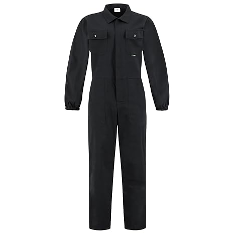 BWOLF ANAX Men's Work Coverall – 100% Cotton with 5 Pockets – Black, Size S
