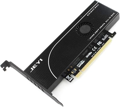 JEYI Knight PCIE3.0 NVME Adapter x16 PCI-E Full Speed M.2 2280 Aluminum Sheet Thermal Conductivity Silicon Wafer Fan Cooling SSD