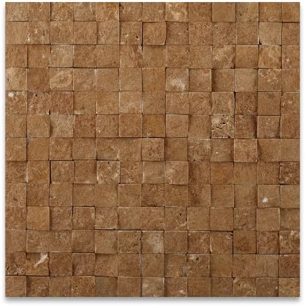 Noce 1X1 Travertine Split-face Mosaic Tile
