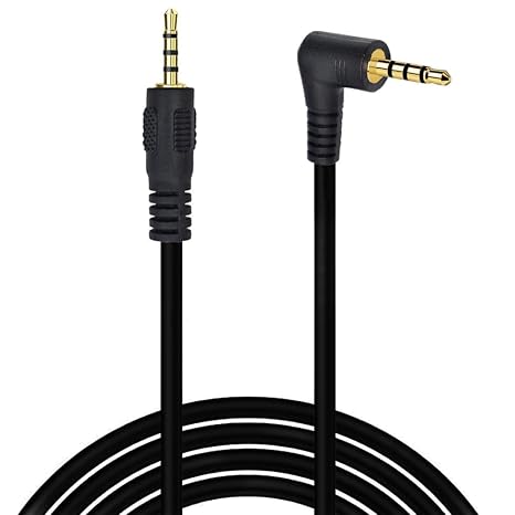 Seadream 6ft 2.5mm Audio Aux Cable - Angled Male to Male TRRS Stereo Headset Headphone Jack Gold Plated Connector Wire Cord Plug Cable 4 Pole