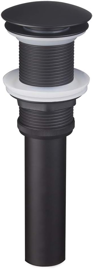 Shile Matte Black Push and Seal Pop Up Drain Stopper without Overflow for Bathroom Faucet Vanity Sink