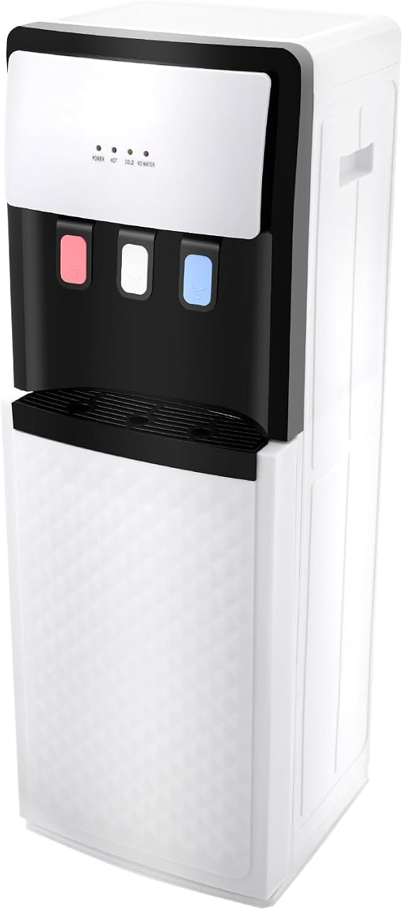 DYRABREST Bottom Loading Water Cooler Dispenser with Hot & Cold Temperature Options, 110V 500W Fast Heating Standing Floor Water Dispenser for Home Office, Apartments Gyms Hotels Offices (White)