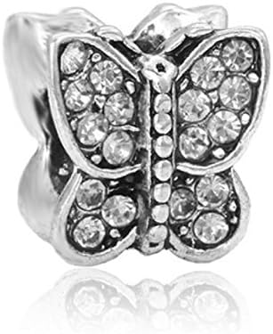 Butterfly Charm Bead for Bracelets Clear