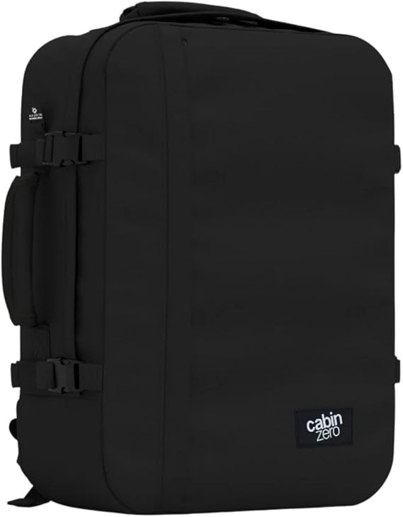 Cabinzero Classic Cabin Backpack 44L, Maximum Size Carry On with YKK Zips and Wide Clamshell Opening, Travel Rucksack