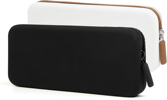 AIBFRID 2PCS Silicone Makeup Brush Bag Travel Zipper Makeup Bag Small Makeup Brush Case Makeup Brush Holder for Travel(Black, White)