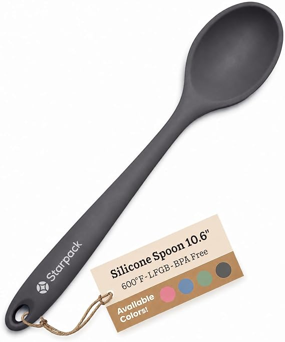 Starpack 'Mix it Up' Premium Silicone Cooking Spoons - Silicone Mixing Spoons for Baking Heat Resistant 600F - Kitchen Spoons for Nonstick Cookware - LFGB Grade Serving Spoons - Rubber Stirring Spoon