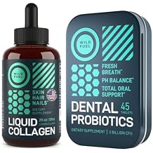 WILD FUEL Liquid Collagen Peptides with Biotin and Dental Probiotics for Fresh Breath Bundle