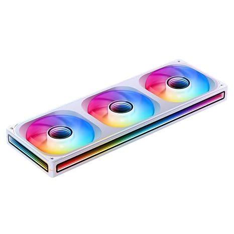 JONSBO ZB-360WR (Reverse) PC Case Fan, Reverse Blade Silent Computer Fan with Axis & 4-Sides Infinity Mirror, All-in-One, Single Frame Unit with 3x120mm ARGB Fans, PWM 1800RPM, 28MM Thick,White