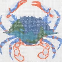Howie's Needlepoint Needlepoint Canvas, 18CT Embroidery Stamped Patterns for Beginners or Advance, Printed Canvas(Blue Crab,6x6inch)