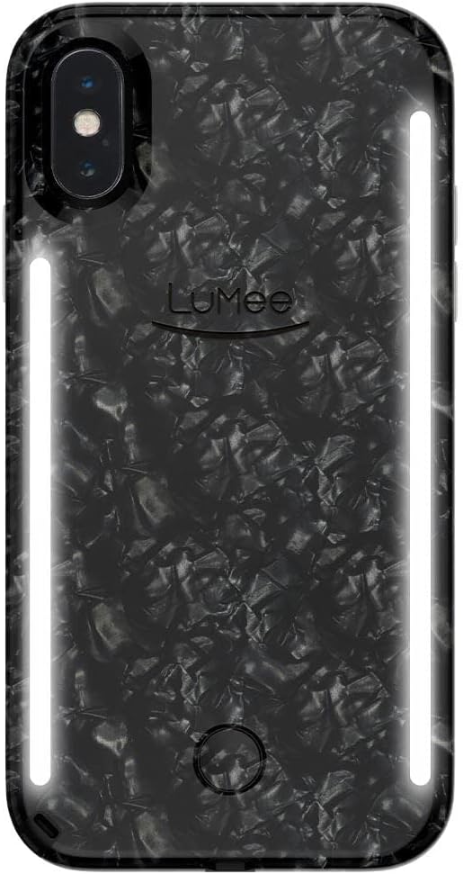 LuMee Duo Phone Case, Pearl Black | Front & Back LED Lighting, Variable Dimmer | Shock Absorption, Bumper Case, Selfie Phone Case | iPhone X/iPhone Xs