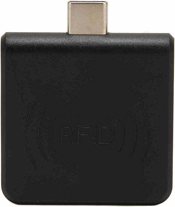 ID Mobile Phone Card Reader with Type C Interface, 125Khz Portable Card Reader, Durably ABS Material, Compatible with Phones Black