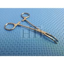 HTI Dog CAT PET Hair Puller Remover Stainless Steel Hemostat Locking Forceps 5.5" Curved Full Serrated (Silver)