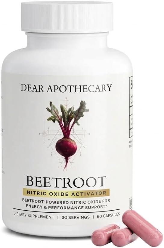 Organic Beetroot Capsules | 1300mg Beet Root Powder | Nitric Oxide Precursor | 60 Vegetarian Capsules | Non-GMO, Gluten Free, Vegan