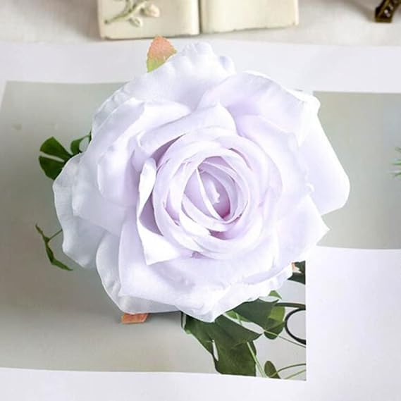30pcs/Lot 9cm-10cm Large Artificial White Rose Silk Flower Heads DIY Wedding Decoration Wreath Scrapbooking Craft Fake Flowers,Lavender