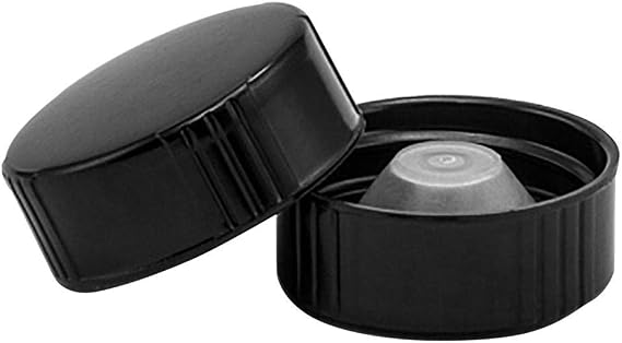 North Mountain Supply - 28-PS-15 28mm Black Plastic Phenolic Polyseal Screw Caps with PolyCone Liner - Pack of 15 Leak Proof Lids Black PolySeal