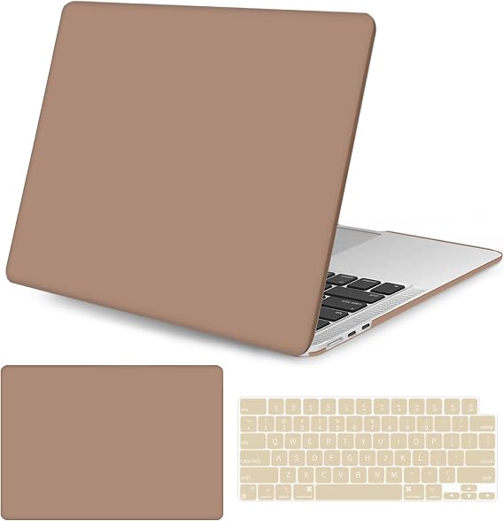 Seorsok Compatible with MacBook Air 13 Inch Case2022 2021 2020 2019 2018 Release A1932 A2179 M1 A2337 Touch ID,Plastic Hard Shell Case with Keyboard Cover-Brown