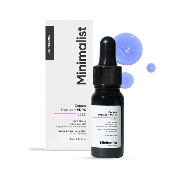 Minimalist Copper Peptide + PDRN 1.25% Serum with Salmon DNA | For Firmness, Elasticity & Hydration | With GHK-Cu, PDRN, Multi-Molecular Hyaluronic Acid & Niacinamide | 0.34 Fl Oz