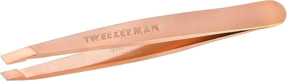 Tweezerman Stainless Steel Mini Slant Tweezer, (Rose Gold)