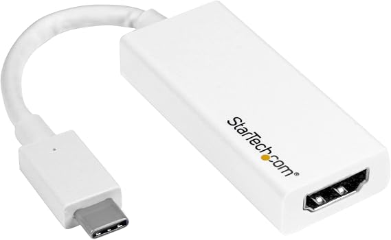 StarTech USB 3.1 USB-C to HDMI Adapter Dongle, 4K 30Hz, Reversible, White