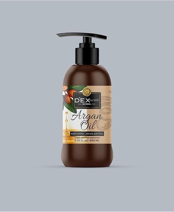 DEXCLUSIVE Argan Yağı Vücut Losyonu 250 ml - Alkolsüz ve Besleyici Argan Özlü Bakım Kremi, Pürüzsüzleştirici Günlük Nemlendirici