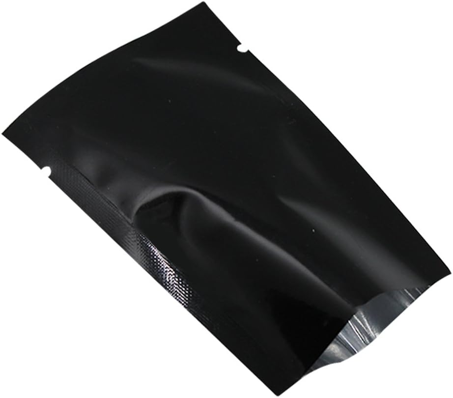 200 Pcs Black Mylar Foil Smell Proof Small Sample Pouch 2x2.8 inches 1.6x2.4 inches Inner Size Aluminum Foil Long Term Bulk Food Storage Mini Bags Vacuum Sealer Wrapping