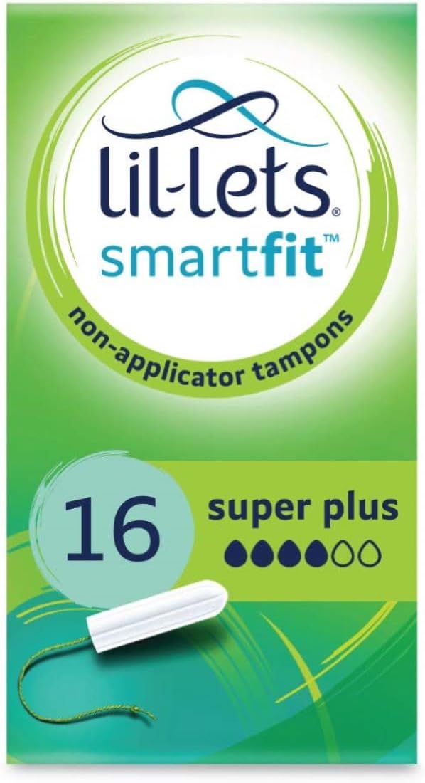 Lil-Lets Non-Applicator Super Plus Tampons, 16 Count Pack of 1, For Heavy Flow, 4 Droplets, Plant-Based, SmartFit™ Non-App Tampon
