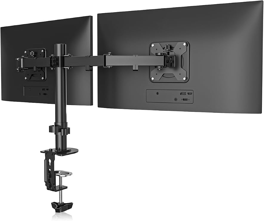 Suptek Dual Monitor Arm For 13-27 Screens Monitor Arm Stand Bracket Clamp Tilt Swivel Rotation MD6442