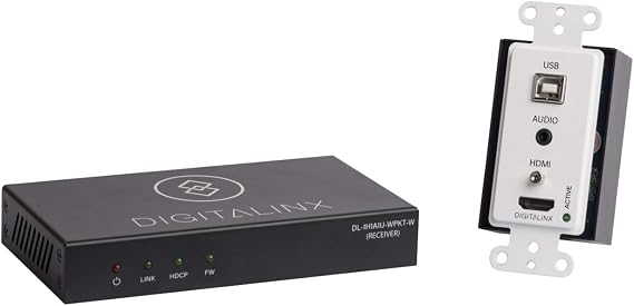 DL-1H1A1U-WPKT-W HDMI HDBaseT Wall Plate Extension Set with USB, White