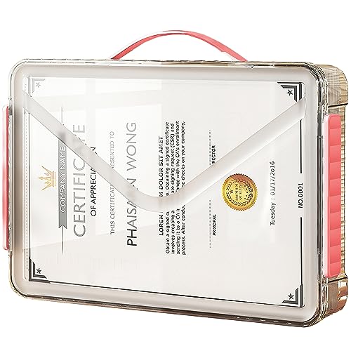 SAYEEC Clear File Storage Box Portable Project Case with Handle Plastic Storage Container with Lid Stackable Flat Storage Bin Document Magazine Protector Organizer for A4 Paper Photo Craft Scrapbook