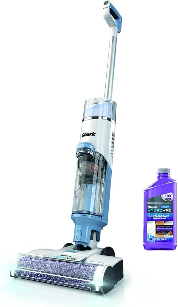 Shark WD201 HydroVac Cordless Pro XL 3-in-1 Vacuum, Mop & Self-Cleaning System with Antimicrobial Brushroll* & Solution for Multi-Surface, Hardwood, Tile, Marble & Area Rugs, Pure Water