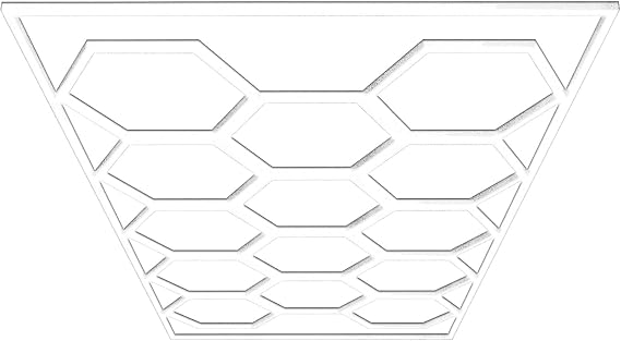 LED Hexagonal Garage Light,LED Ceiling Lights,6500K,2.4 * 4.8m Grid Lighting,Hexagon LED Lighting 14 Lights, Border & Suspended Ceiling Kit 14-HEX