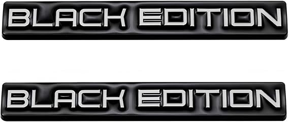 2pcs Black Edition Metal Emblem 3D Badge Replacement for Car Truck Side Door Bike Stickers Nameplate (Black White)