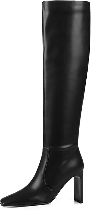 AMINUGAL Womens Over The Knee High Boots Chunky Block Heel Side Zipper Boot Square Toe Valentine Party Wedding Riding Motorcycle Gladiator Long Tall Boots