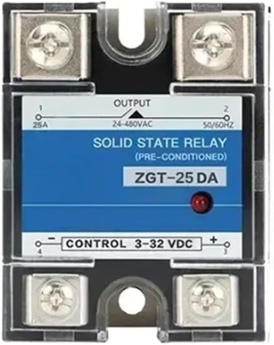 ZGT-40DA 10A 25A 40A Single Phase DC To AC SSR Heat Sink 24-480VAC Relay Input 3-32VDC With Plastic Cover Solid State Relay(25DA)